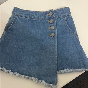 Denim Button-Front Girls Skirt - Blue